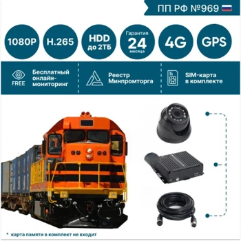 на 2 камеры для общественного транспорта NSCAR BUS201 FullHD_HDD с опциями 4G+GPS/Глонасс